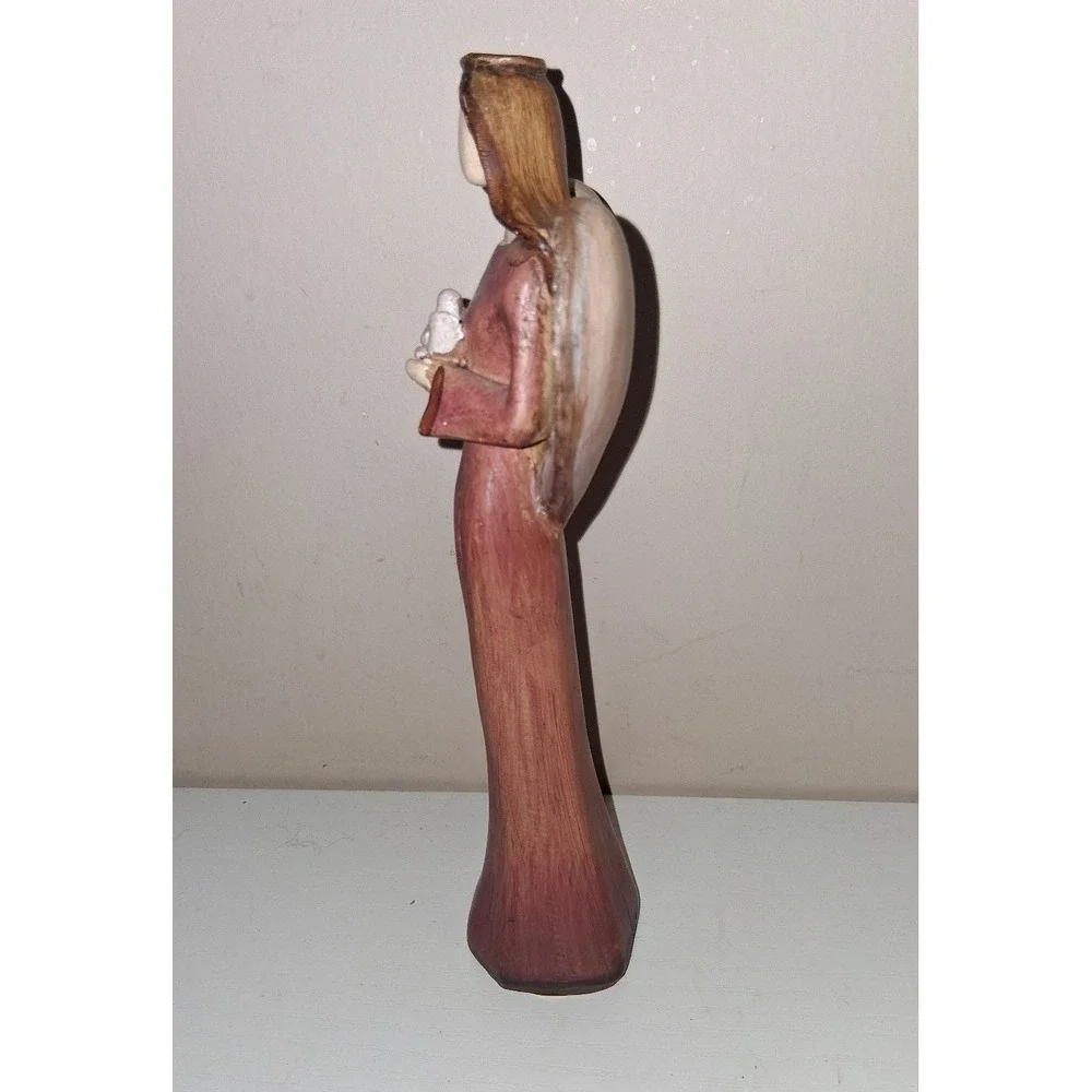 Rustic Resin Angel Figurine Holding Dove – 7.25
